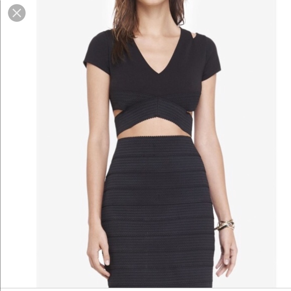NWT EXPRESS XS BLACK CROP TOP CUTOUT